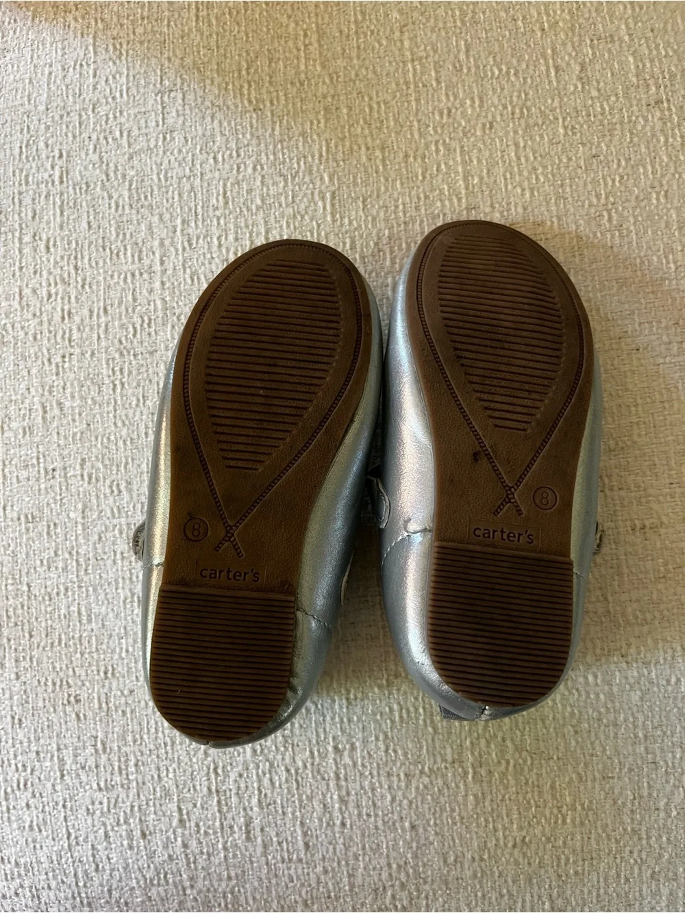 Carter's Metallic Silver Bow Mary Jane Shoes